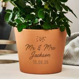 Engraved Terracotta Plant Pot - Personalized Wedding Gift - thumbnail 2