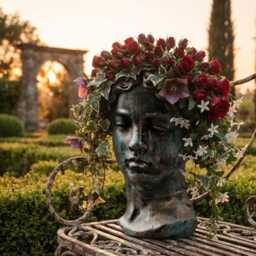 Antique Bronze Goddess Bust Garden Planter - Luxury Urn - thumbnail 1