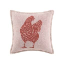 Chicken Pure Wool Cushion Cover - Reversible Terracotta Pillowcase 45 X 45cm/ 18 In - thumbnail 2