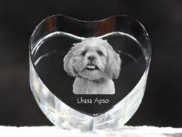 Lhasa Apso, Crystal Heart With Dog, Souvenir, Decoration, Limited Edition, Collection - thumbnail 1