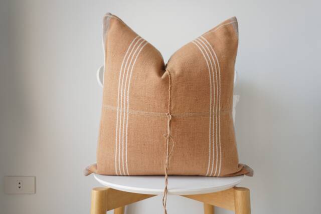 Brown Tribal Hemp Hand Woven Natural Dye Color Hmong Lumbar Pillow Cover - image 1