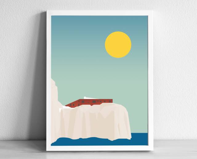 Villa Malaparte Capri Italy Modern Architecture Art Print - Graphic Illustration Abstract Poster - image 1