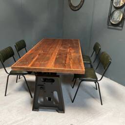 Brand New Industrial Style Dining Chair With Ribbed Leather - Green - thumbnail 2