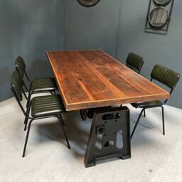 Brand New Industrial Style Dining Chair With Ribbed Leather - Green - thumbnail 3