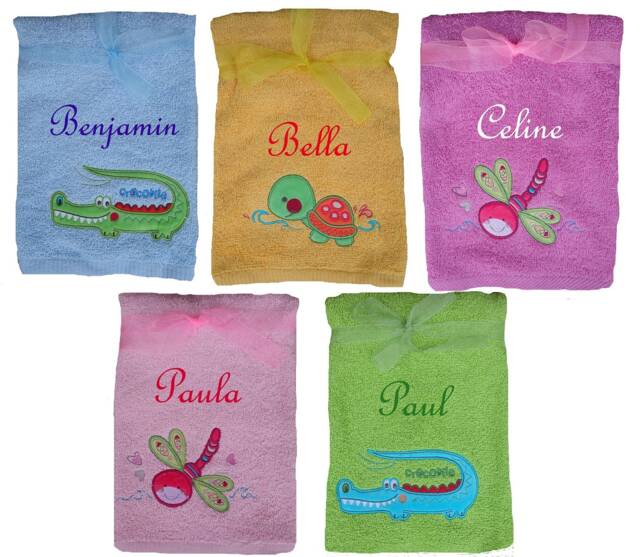 Children's Towel With Name & Motif Embroidered Baptism - image 1