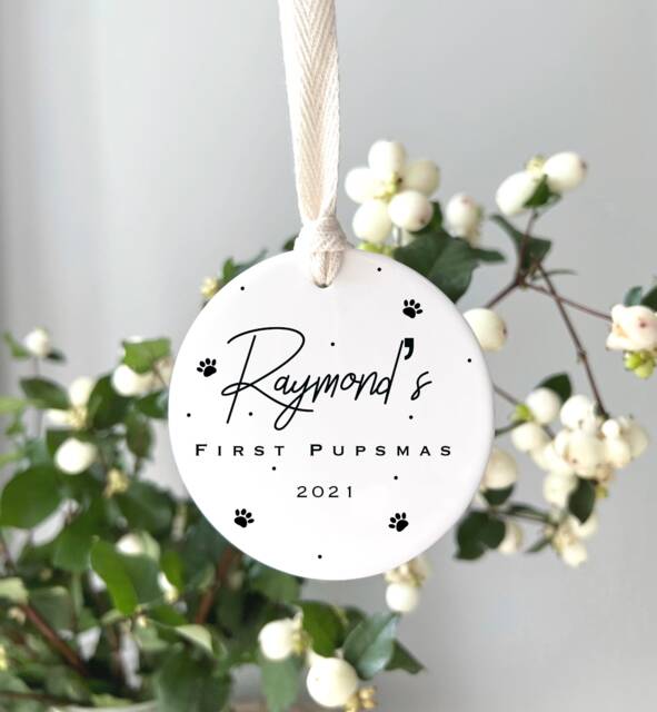 Personalised Dog's 1st Christmas Decoration - New Puppy Gift First Decoration - image 1