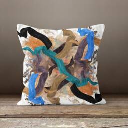 Turquoise Brown Cushion Cover/Art Deco Pillow Case/Home Decor Housewarming Decorative Throw Top/Floral Summer Trend - thumbnail 4