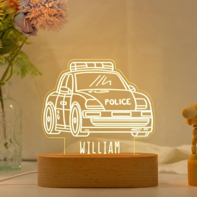 Police Car Night Lights, Children Room Lights, Kids Birthday Gift, Boys Bedroom Light, Bedroom Decor, Nursery Decor, Toddler Gifts - image 1
