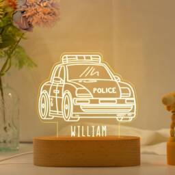 Police Car Night Lights, Children Room Lights, Kids Birthday Gift, Boys Bedroom Light, Bedroom Decor, Nursery Decor, Toddler Gifts - thumbnail 1