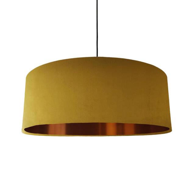 Extra Large Mustard Velvet Lampshade With Copper Lining - image 1