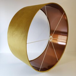 Extra Large Mustard Velvet Lampshade With Copper Lining - thumbnail 3