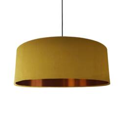 Extra Large Mustard Velvet Lampshade With Copper Lining - thumbnail 1