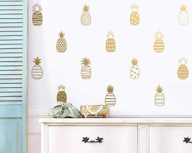 Pineapple Wall Decals - Vinyl Decals, Hand-Drawn Patterned Modern Unique Decor, Decal, Sticker - image 1