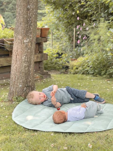Padded Baby Mat Made Of Vegan Leather With Quilt Look, Blanket, Pad, Underlay Play Bow, Soft For Babies - image 1