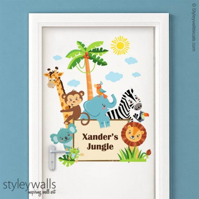 Jungle Animals Wall Decal, Decal Sticker, Door Sign Safari Baby Nursery Decor, Kids Room - image 1