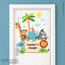 Jungle Animals Wall Decal, Decal Sticker, Door Sign Safari Baby Nursery Decor, Kids Room - thumbnail 1
