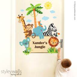 Jungle Animals Wall Decal, Decal Sticker, Door Sign Safari Baby Nursery Decor, Kids Room - thumbnail 3