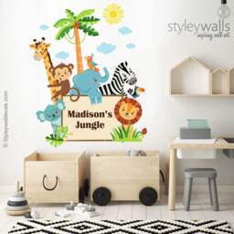 Jungle Animals Wall Decal, Decal Sticker, Door Sign Safari Baby Nursery Decor, Kids Room - thumbnail 2