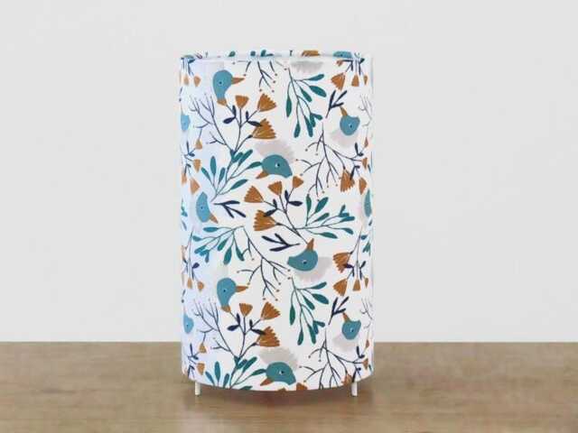 Flower & Bird Patterned Tube Lamp, Bedside Accent Exotic Tropical Decoration, Christmas Or Birthday Gift Idea - image 1