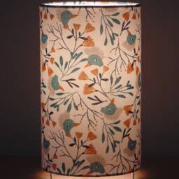 Flower & Bird Patterned Tube Lamp, Bedside Accent Exotic Tropical Decoration, Christmas Or Birthday Gift Idea - thumbnail 2