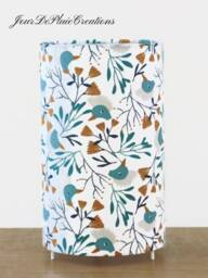 Flower & Bird Patterned Tube Lamp, Bedside Accent Exotic Tropical Decoration, Christmas Or Birthday Gift Idea - thumbnail 4