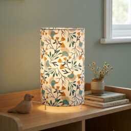 Flower & Bird Patterned Tube Lamp, Bedside Accent Exotic Tropical Decoration, Christmas Or Birthday Gift Idea - thumbnail 2