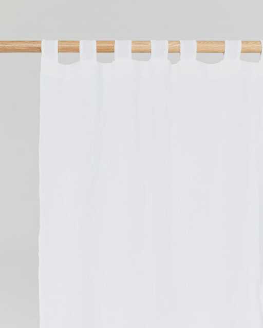 White Linen Curtain Panel - Semi Sheer Tab Top Drapes For Living Room, Bedroom Or Kitchen Soft Stonewashed Neutral Farmhouse Curtains - image 1