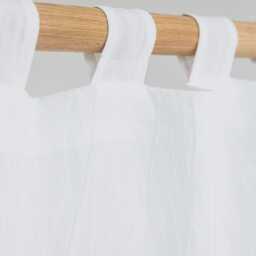 White Linen Curtain Panel - Semi Sheer Tab Top Drapes For Living Room, Bedroom Or Kitchen Soft Stonewashed Neutral Farmhouse Curtains - thumbnail 2