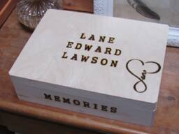 Full Name Memory Box With Elegant Heart Shape Design Name Within. Large Keepsake Box