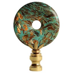 Ocean Ribbon Lamp Finials On Bronze Hardware in Turquoise With Coppery Detail - A Single Finial Or Matching Pair - thumbnail 4