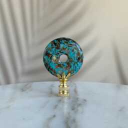 Ocean Ribbon Lamp Finials On Bronze Hardware in Turquoise With Coppery Detail - A Single Finial Or Matching Pair - thumbnail 2