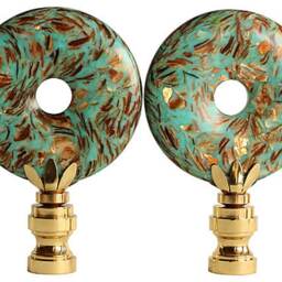 Ocean Ribbon Lamp Finials On Bronze Hardware in Turquoise With Coppery Detail - A Single Finial Or Matching Pair - thumbnail 3