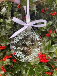 First Christmas As Mr & Mrs Bauble - First Xmas -Personalised New Couple Gift Xmas Married -Newly Wed - thumbnail 1