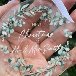 First Christmas As Mr & Mrs Bauble - First Xmas -Personalised New Couple Gift Xmas Married -Newly Wed - thumbnail 3