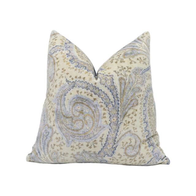 Colefax & Fowler - Cornelius Old Blue Evocative Paisley Velvet Designer Cushion Cover Handmade Throw Pillow Luxury Home Decor - image 1