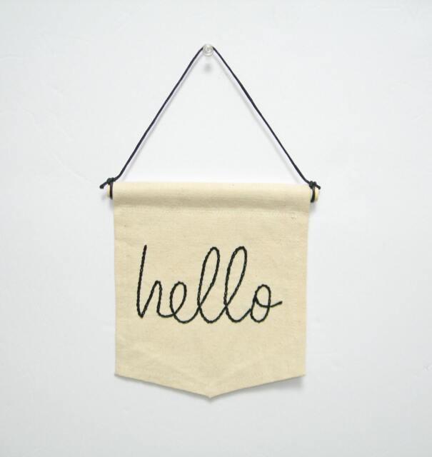 Hello Banner, Mini Banner Hanging, Wall Art, Home Decor, Room Dorm House Warming Gift