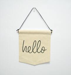 Hello Banner, Mini Banner Hanging, Wall Art, Home Decor, Room Dorm House Warming Gift