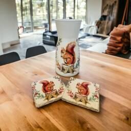 Squirrel Themed Flower Vase, Coasters, Gifts, Autumn Home Decor, Decor - thumbnail 2