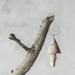 Swamp Mushroom Christmas Ornament - Pottery Woodland Tree Decor - thumbnail 2