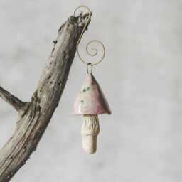 Swamp Mushroom Christmas Ornament - Pottery Woodland Tree Decor