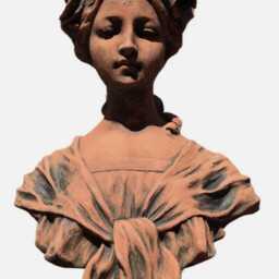 French Bust Terracotta Stoneware Female Classic Lady Garden Statue Figure Girl - thumbnail 3