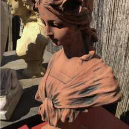 French Bust Terracotta Stoneware Female Classic Lady Garden Statue Figure Girl - thumbnail 2