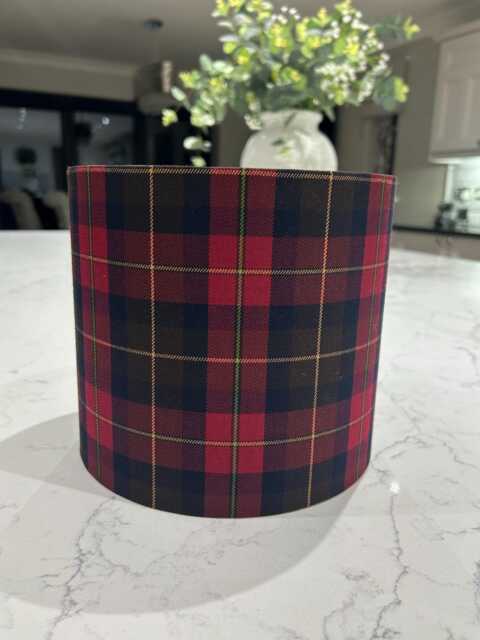 Handmade Lampshade in Wallace Tartan Fabric, Burgundy, Brown, Black, Yellow Various Sizes Available Ceiling Or Table/Floor Lamp Options - image 1