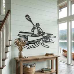 Minimalist Kayak Wall Art, Metal Canoe Decor, Nature Lover Gift, Modern Lake House Sign - thumbnail 2