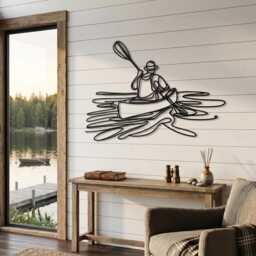 Minimalist Kayak Wall Art, Metal Canoe Decor, Nature Lover Gift, Modern Lake House Sign - thumbnail 3
