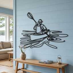 Minimalist Kayak Wall Art, Metal Canoe Decor, Nature Lover Gift, Modern Lake House Sign