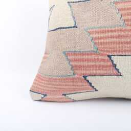 Handwoven Kilim Pillow Cover Colorful Geometric Wool Cushion - 16x24 - thumbnail 2