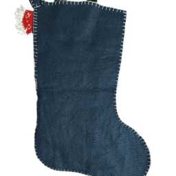 Sale Vintage Bucilla Christmas Stocking Finished, Blue Stocking, Snowman - thumbnail 3