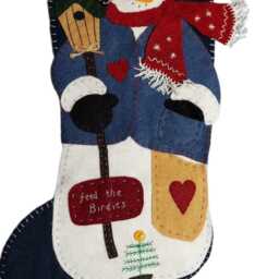Sale Vintage Bucilla Christmas Stocking Finished, Blue Stocking, Snowman - thumbnail 2