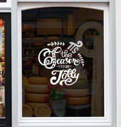 Christmas Window Sticker Xmas Shop Display Festive Home Decoration Decal Tis The Season To Be Jolly - thumbnail 1